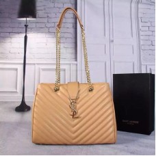 Чанта за пазаруване YSL Saint Laurent Monogram в цвят кайсия