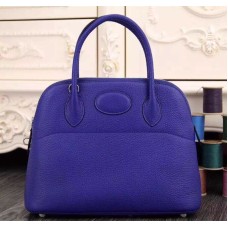 Hermes Bolide 31 см Того кожа електрическо синя чанта