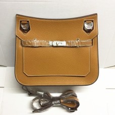 Чанта Hermes Jypsiere 28 см Crossbody, кафява, сребриста