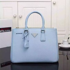 Чанта Prada Galleria 2274 от сафианова кожа 33 см светло синя