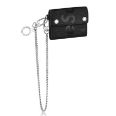 Компактен портфейл Louis Vuitton x Supreme Chain M67711 от епи кожа, черен