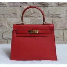 Hermes Kelly 28 см Epsom кожена чанта червено злато