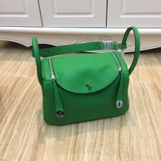 Чанта Hermes Lindy 30 см, зелена, сребриста