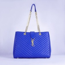 Чанта за пазаруване с монограм YSL Saint Laurent синя
