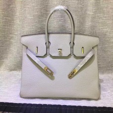 Hermes Birkin 35 см Togo кожена чанта светло сиво злато