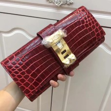 Чанта Hermes Medor 29 см, цвят Croco Bordo