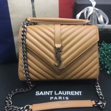 Чанта за през рамо YSL с горна дръжка 24 см, кайсиево-сребриста