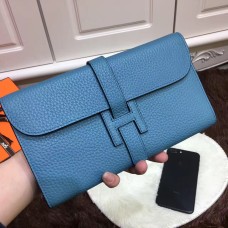 Кожен портфейл Hermes Jige от Того в син цвят