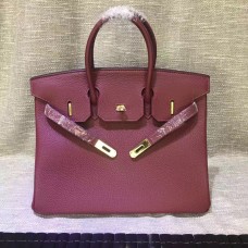 Hermes Birkin 30 см Togo кожена чанта бордо златиста