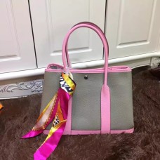 Кожена чанта Hermes Garden Party 36 см, сиво-розова