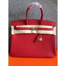 Hermes Birkin 35 см Togo кожени чанти червени и златни