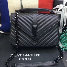 Чанта за през рамо YSL с горна дръжка 24 см, черна, черна