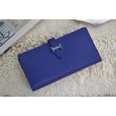 Кожен портфейл Hermes H005 от телешка кожа в кралско синьо