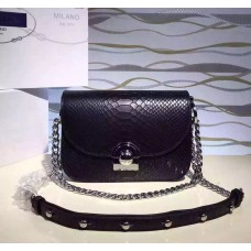 Чанта Prada Arcade от змийска кожа, черна