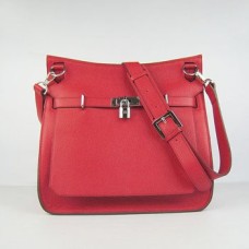 Чанта Hermes Jypsiere 28 см Crossbody, червена, сребриста