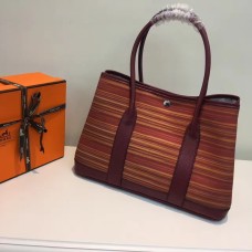 Чанта Hermes Garden Party 36 см от плат, бордо