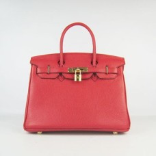 Hermes Birkin 30 см Togo кожена чанта червено-златна