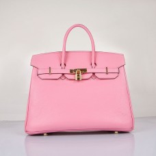 Hermes Birkin 35см Togo кожени чанти черешово розови златни