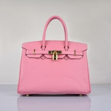 Hermes Birkin 30 см Togo кожени чанти черешово розово златисто