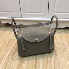 Чанта Hermes Lindy 30 см, сива и сребриста