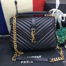 Чанта за през рамо YSL с горна дръжка 24 см, черно-златиста