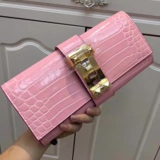 Чанта Hermes Medor 29 см, крокодилово розово