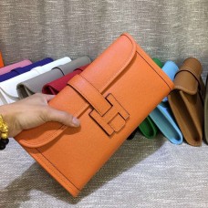 Кожена чанта Hermes Epsom Jige 29 см в оранжев цвят