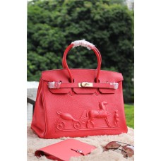 Hermes Birkin Horse Togo кожена чанта червена 35 см