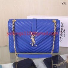 Чанта YSL Saint Laurent Classic Large Monogram, синя, 31 см