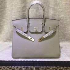 Hermes Birkin 30 см Togo кожена чанта в цвят слон, сиво и злато