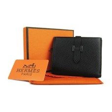 Hermes портфейл с двойно прегъване H006 черен