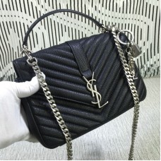 Чанта с верижка Saint Laurent с горна дръжка, черна