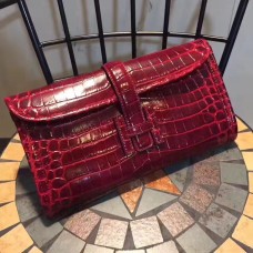 Чанта Hermes Jige 29 см Croco тъмночервена