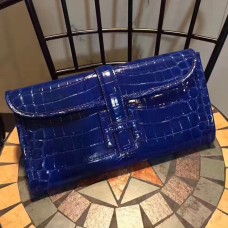 Чанта Hermes Jige 29 см в крокодилово синьо