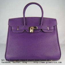 Hermes Birkin 35 см Togo кожена чанта в лилаво-златист цвят