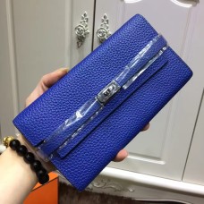 Hermes Kelly портфейл Togo кожа електрическо синьо