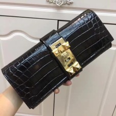 Чанта Hermes Medor 29 см, кроко черно