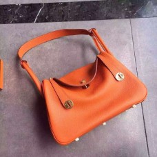 Чанта Hermes Lindy 30 см, оранжево-златна