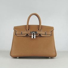 Чанта Hermes Birkin 25 см 6068 светло кафе сребриста