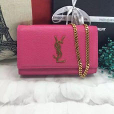 Чанта от кожена верижка YSL Caviar 22 см, розово златисто