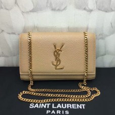 Чанта от кожена верижка YSL Caviar 22 см, кайсиево златиста