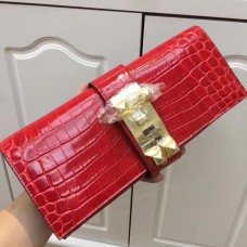 Чанта Hermes Medor 29 см, крокодилско червено