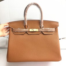 Hermes Birkin 35 см Togo кожена чанта в цвят камила злато
