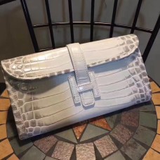 Чанта Hermes Jige 29 см, крокодилско бяло и сиво