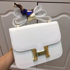 Hermes Constance чанта 23 см Epsom кожа бяло злато