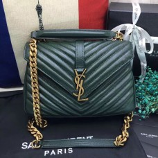Чанта за през рамо YSL с горна дръжка 24 см, зелено-златиста