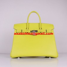 Hermes Birkin 30 см Togo кожени чанти лимонено жълто сребро