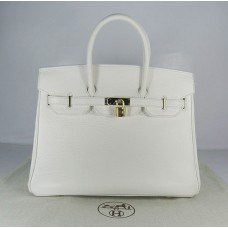 Hermes Birkin 35 см Togo кожена чанта бяло злато
