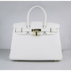 Hermes Birkin 30 см Togo кожени чанти бяло-златисти