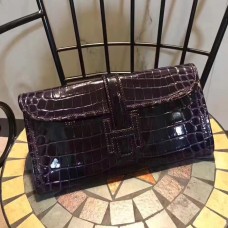 Чанта Hermes Jige 29 см, тъмно лилава, Croco